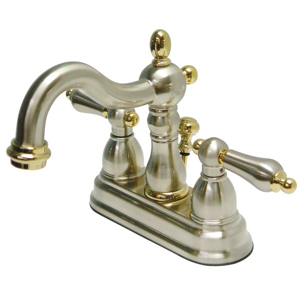 4" Centerset Bathroom Faucet, Brushed Nickel/Polished Brass